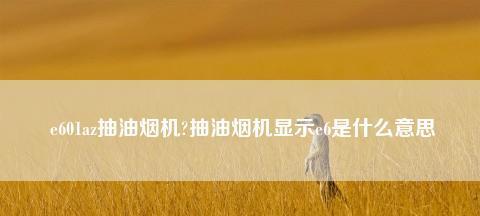 夏普冰箱e6故障代码的解决方法（消除夏普冰箱e6故障代码的技巧与步骤）  第1张